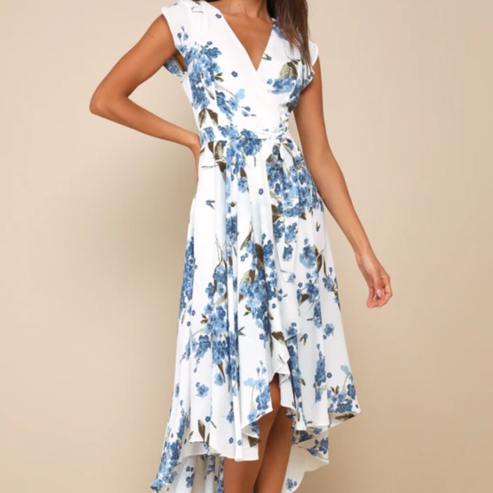 Lulus French Countryside White Floral Dress Sz XS